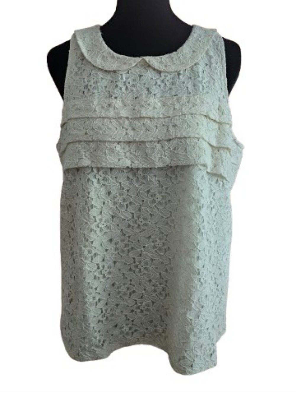 Valerie Bertinelli Creme Colored Lace Sleeveless Peter Pan Collar Camisole NWOT